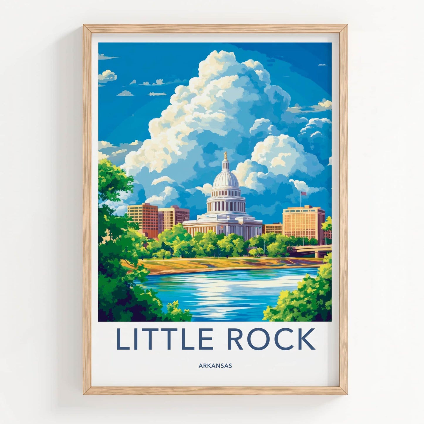 Little Rock Poster - Arkansas Travel Art - Capitol River City Home Decor
