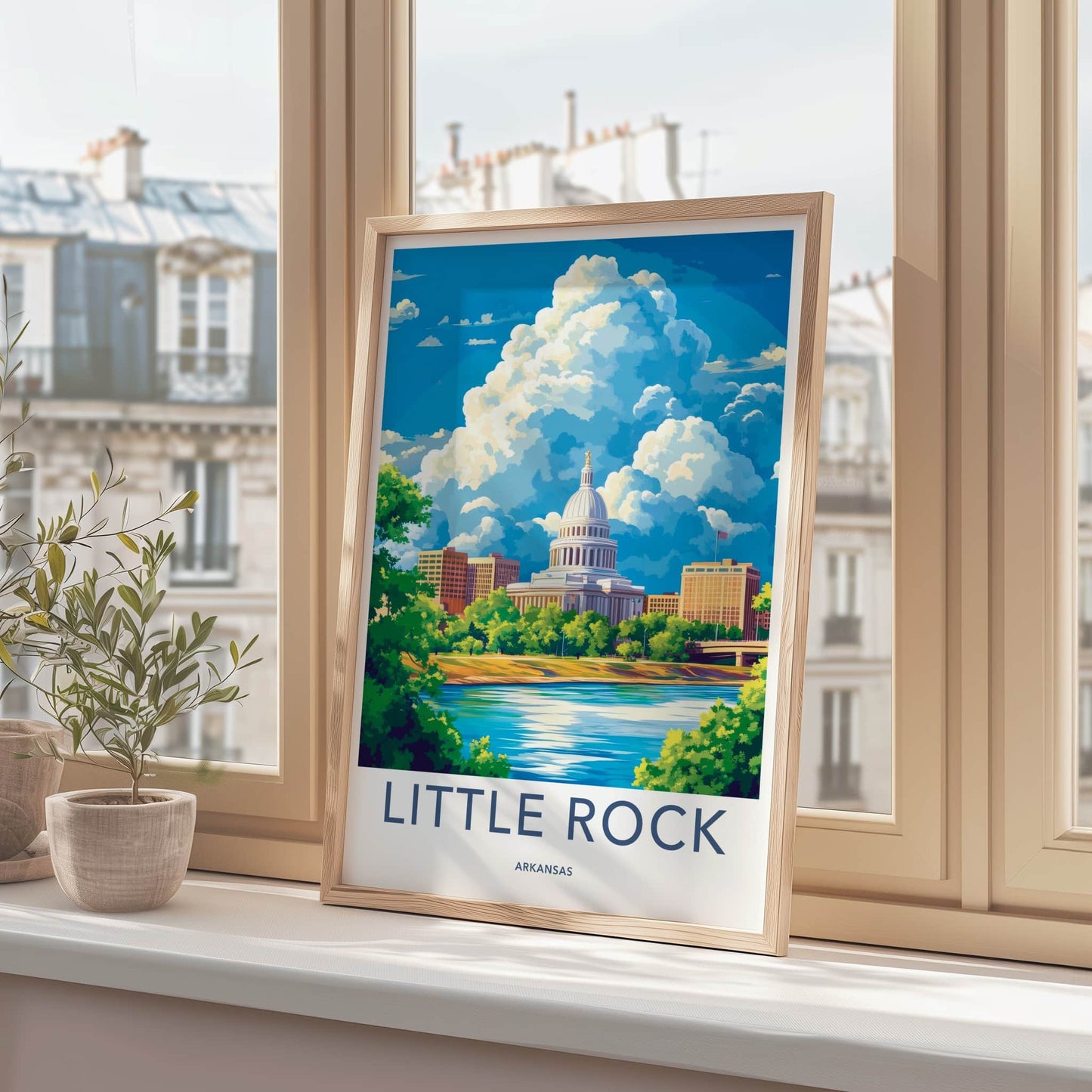 Little Rock Poster - Arkansas Travel Art - Capitol River City Home Decor