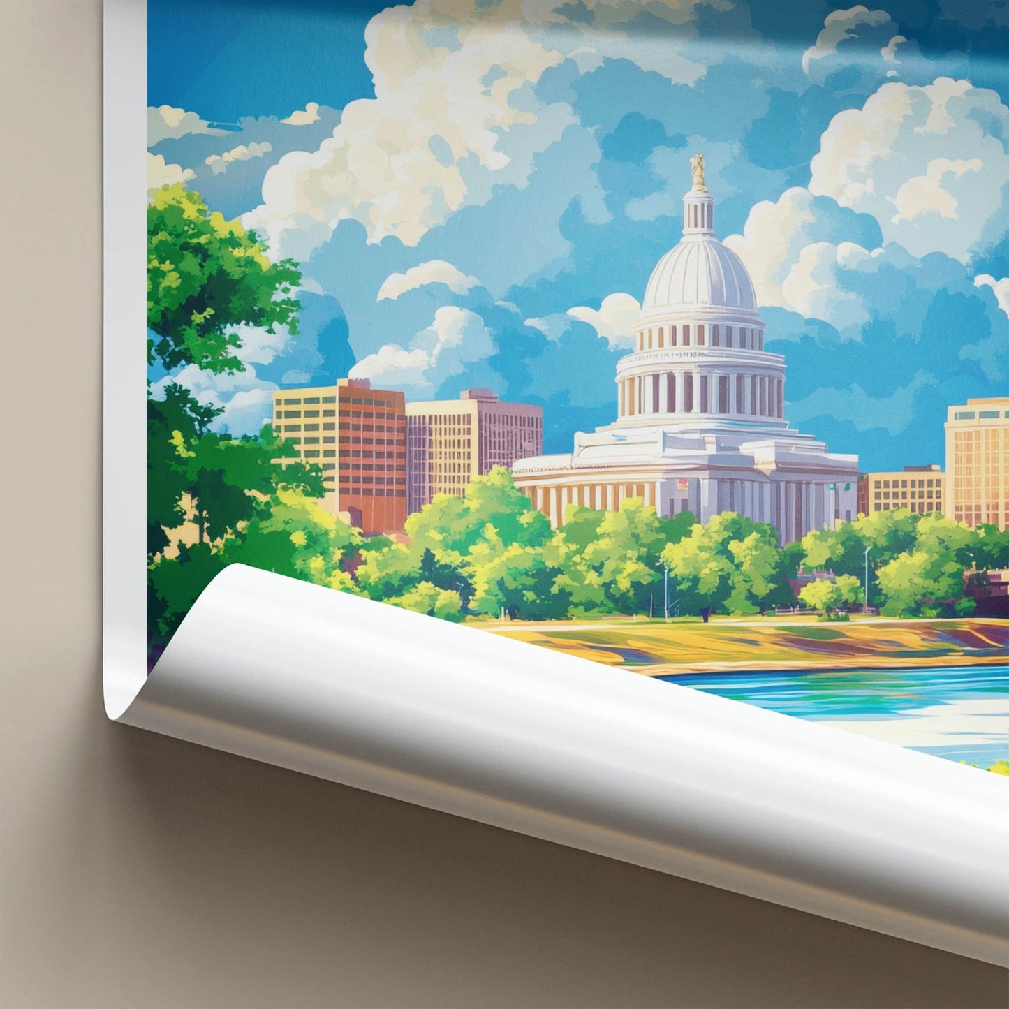 Little Rock Poster - Arkansas Travel Art - Capitol River City Home Decor