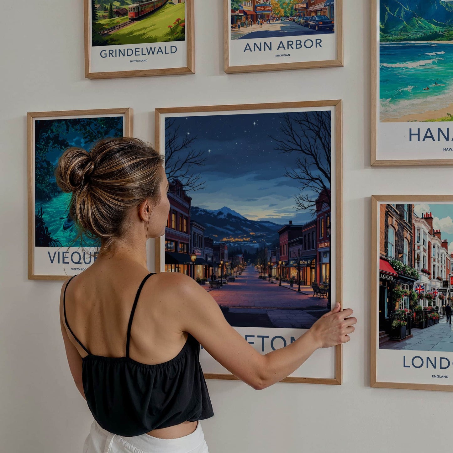 Littleton Poster - Colorado Travel Art - Starry Mountain Street Wall Decor