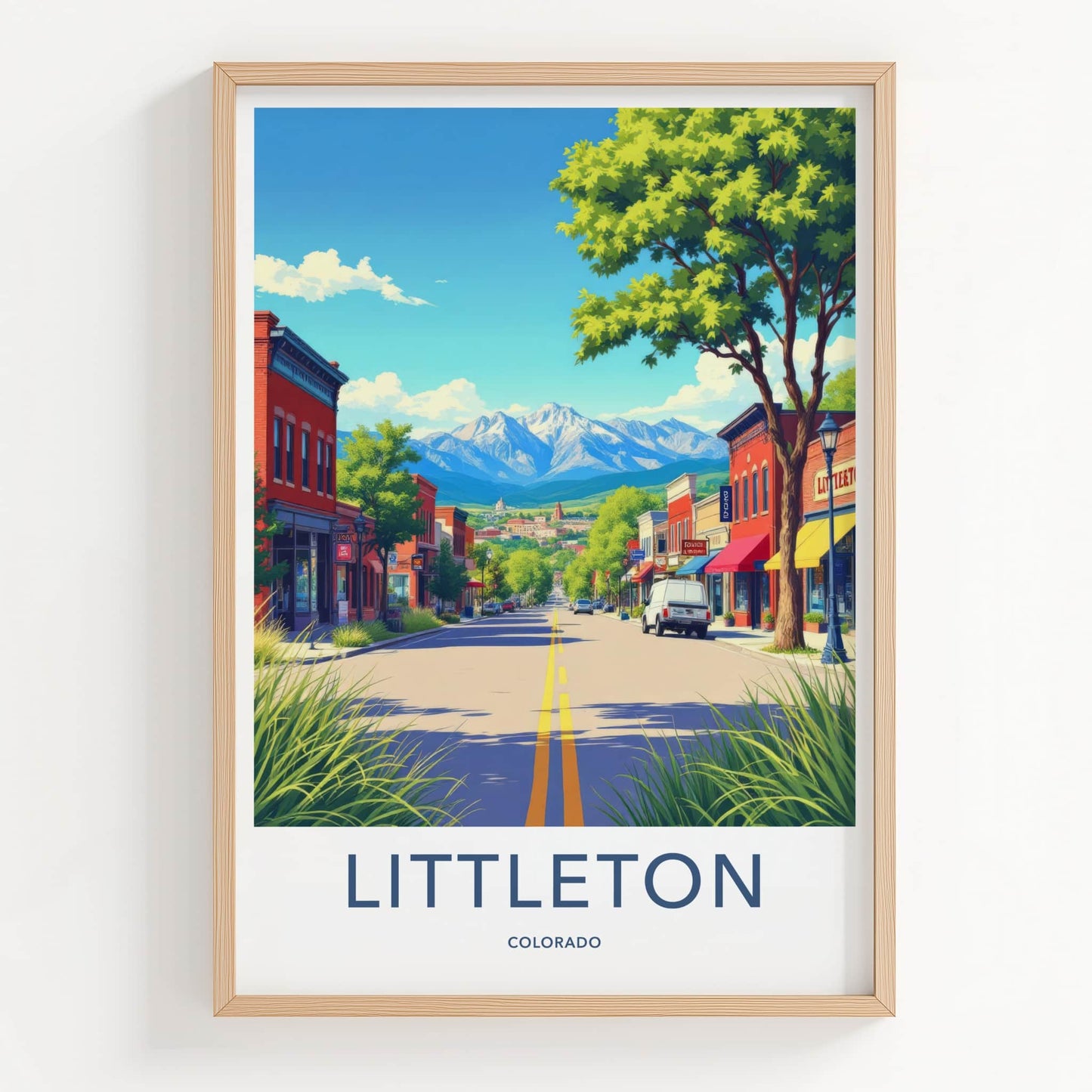 Littleton Poster - Colorado Travel Art - Vibrant Main Street Home Decor