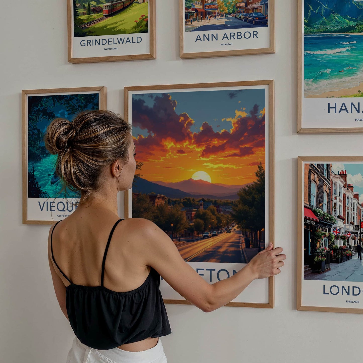 Littleton Poster - Colorado Travel Print - Fiery Sunset Town Wall Decor