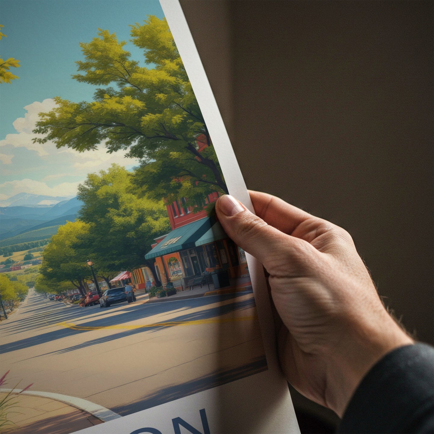Littleton Poster - Colorado Wall Art - Leafy Street Mountains Home Decor