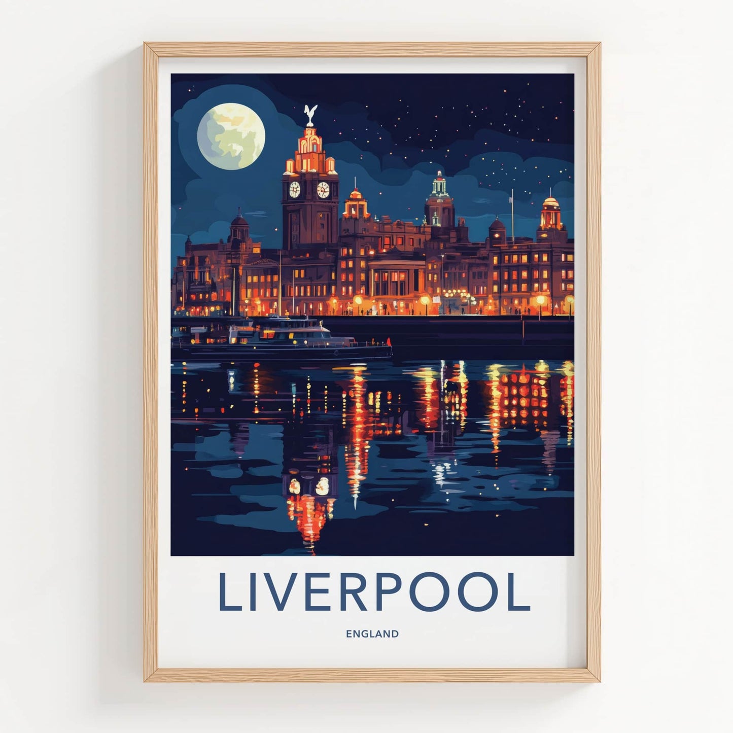 Liverpool Poster - England Travel Art - Night City Reflections Gallery Art