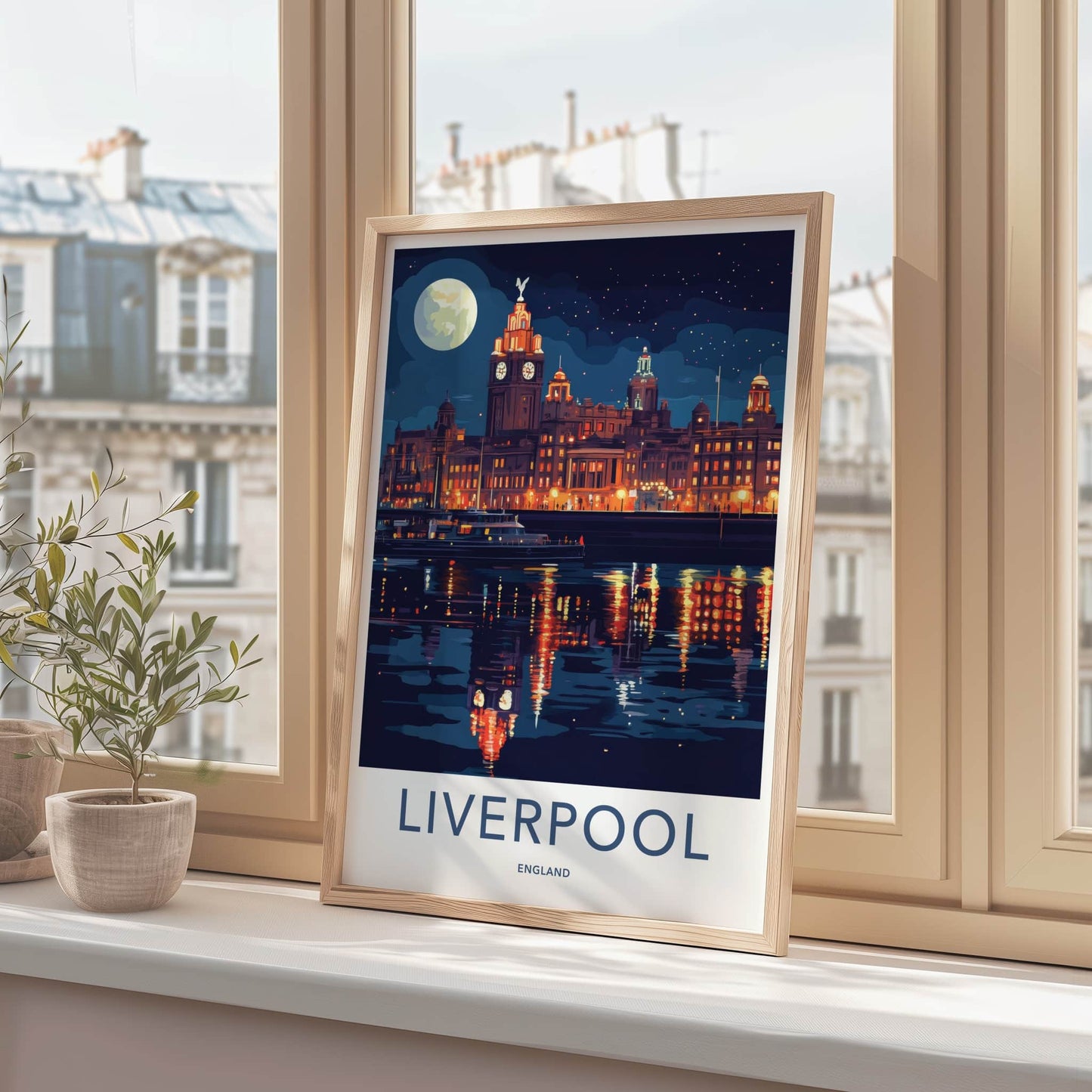 Liverpool Poster - England Travel Art - Night City Reflections Gallery Art