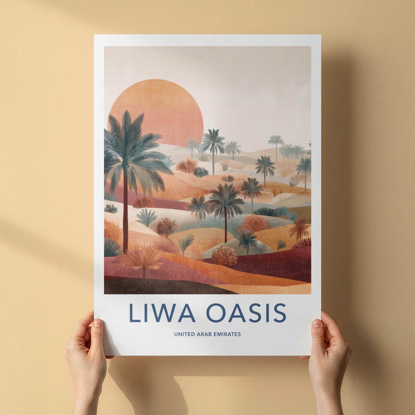 Liwa Oasis Poster - United Arab Emirates Fine Art - Desert Palm Sunset Gift