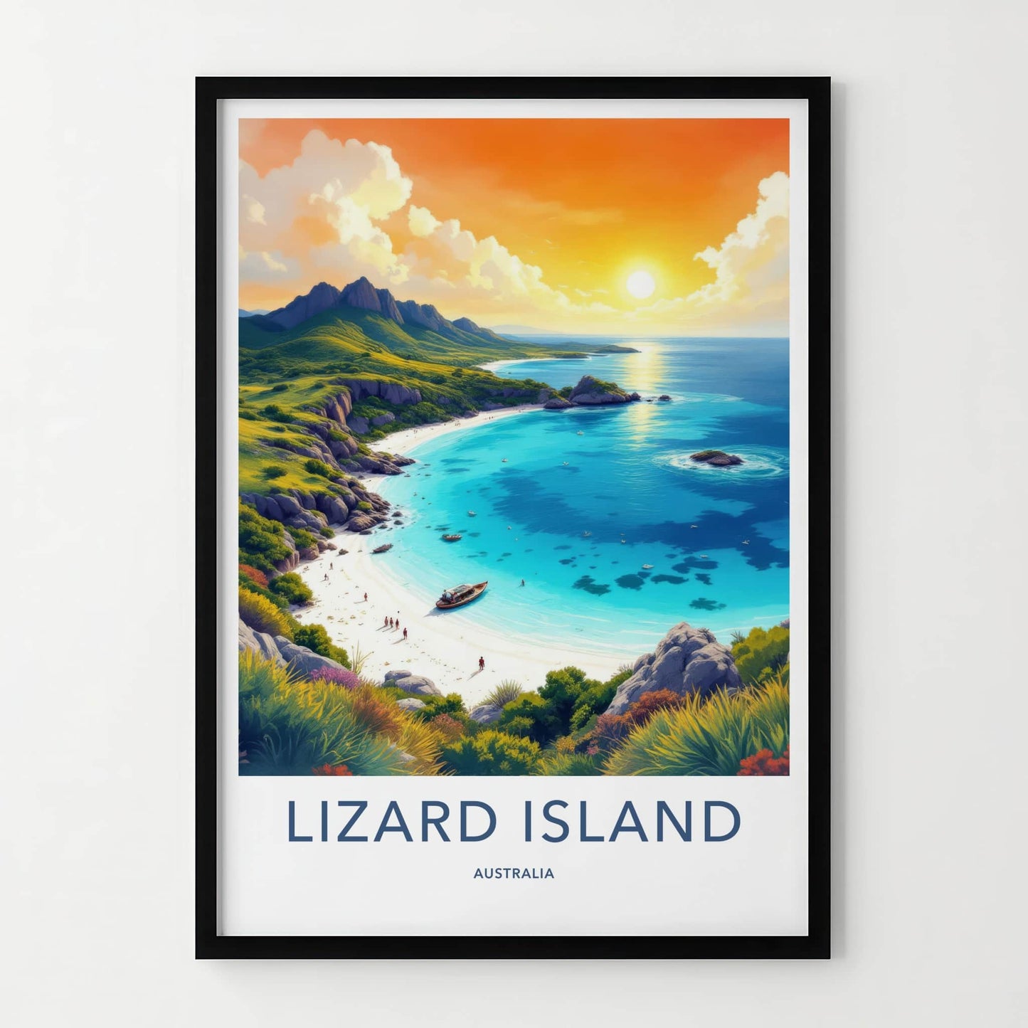 Lizard Island Poster - Australia Travel Art - Tropical Beach Sunset Wall Decor