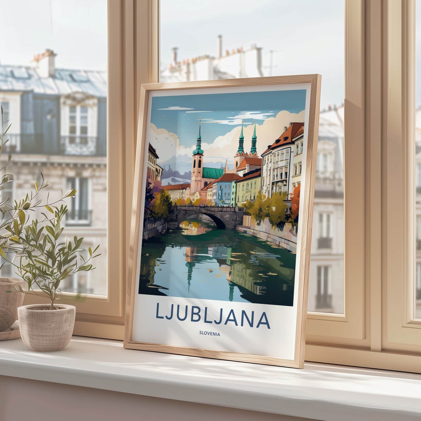 Ljubljana Poster - Slovenia Travel Art - Historic River City Home Decor