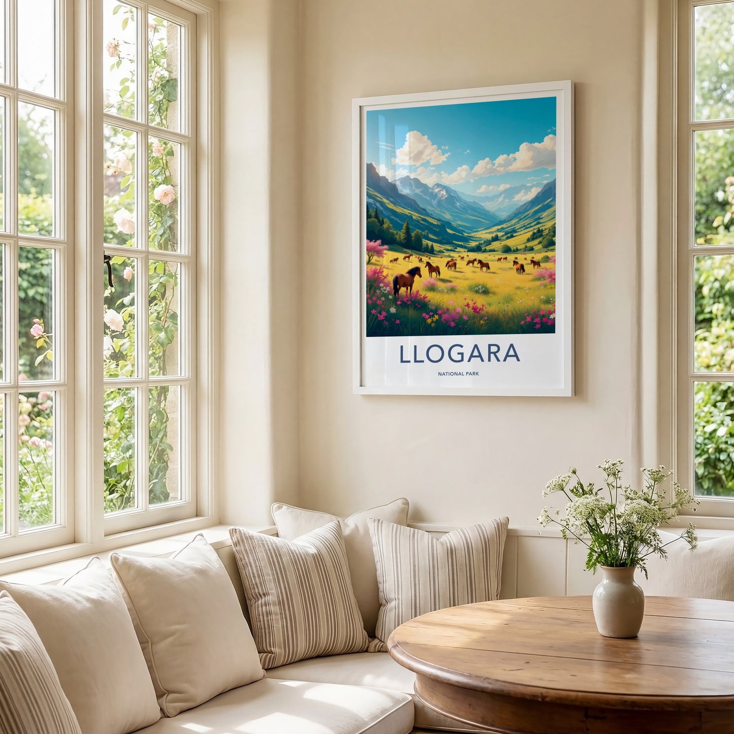 Llogara National Park Poster - Albania Travel Art - Horses Floral Meadow Home Decor