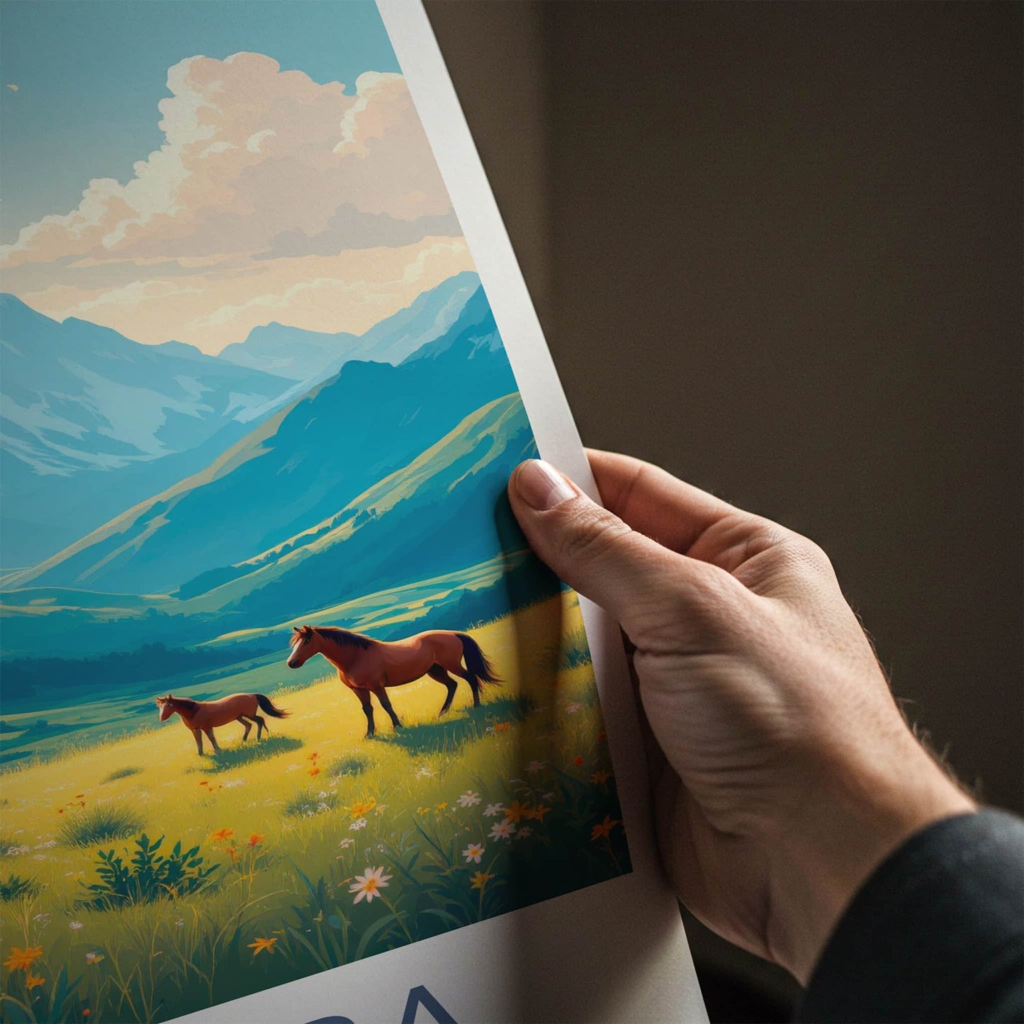 Llogara Poster - Albania Travel Art - Mountain Pasture Horses Home Decor