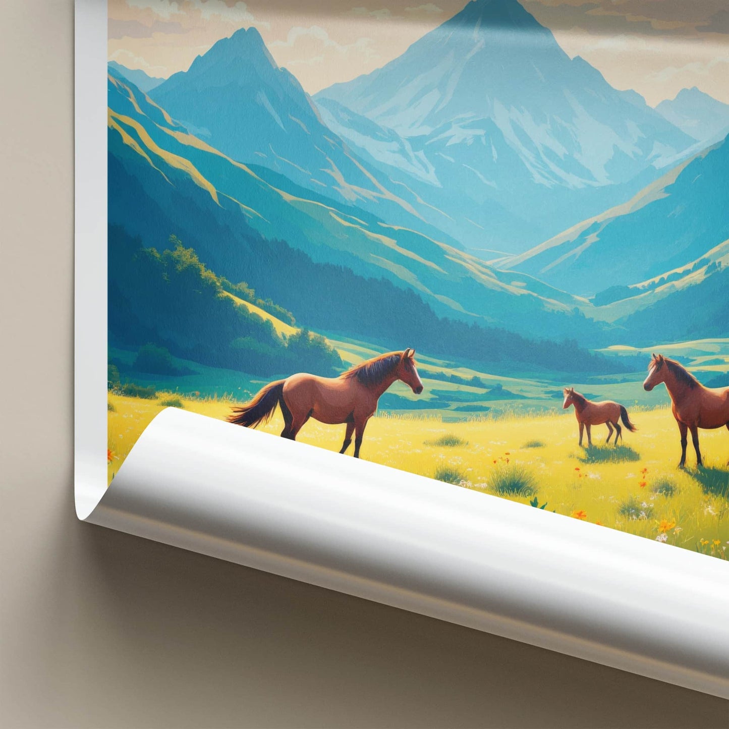 Llogara Poster - Albania Travel Art - Mountain Pasture Horses Home Decor