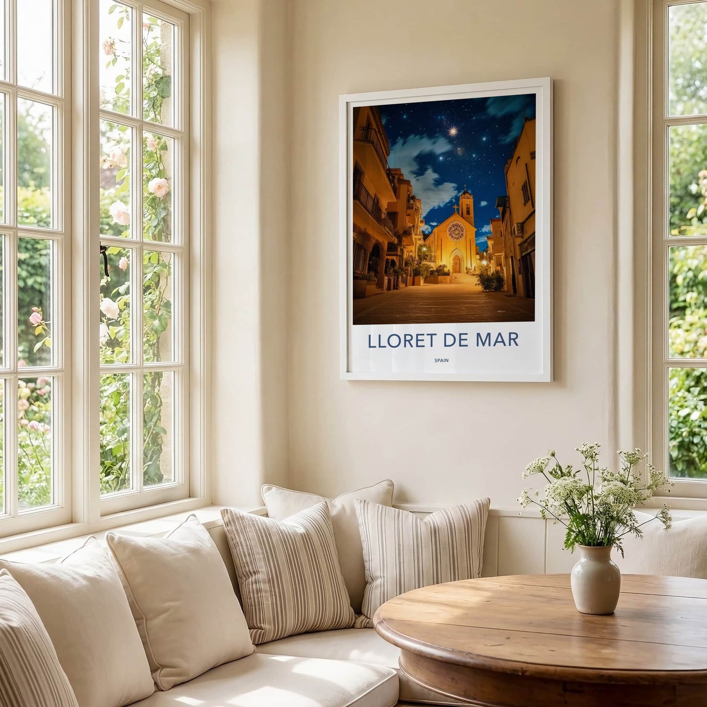 Lloret De Mar Poster - Spain Travel Art - Church Night Sky Home Decor