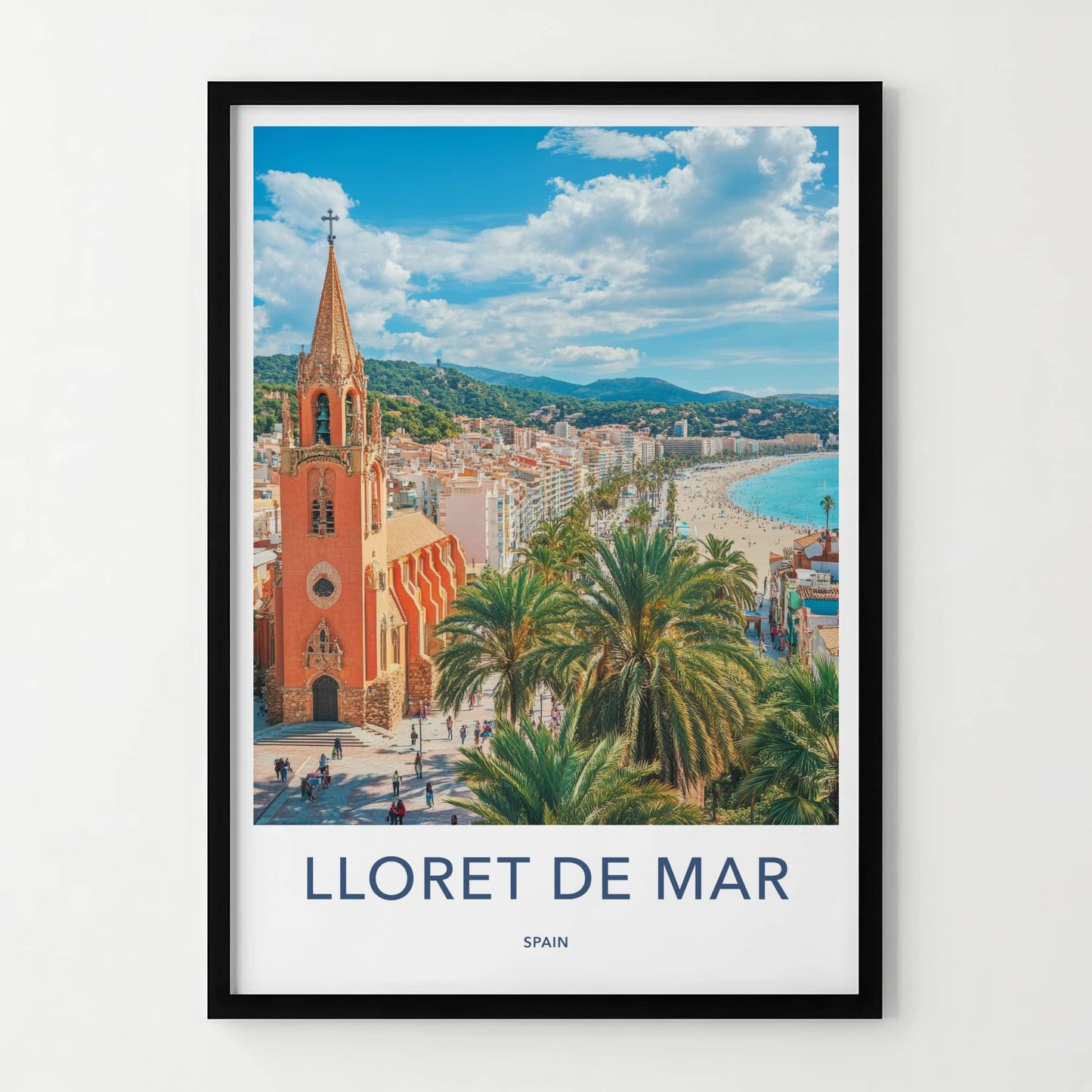 Lloret de Mar Poster - Spain Travel Art - Historic Church Beach Home Decor