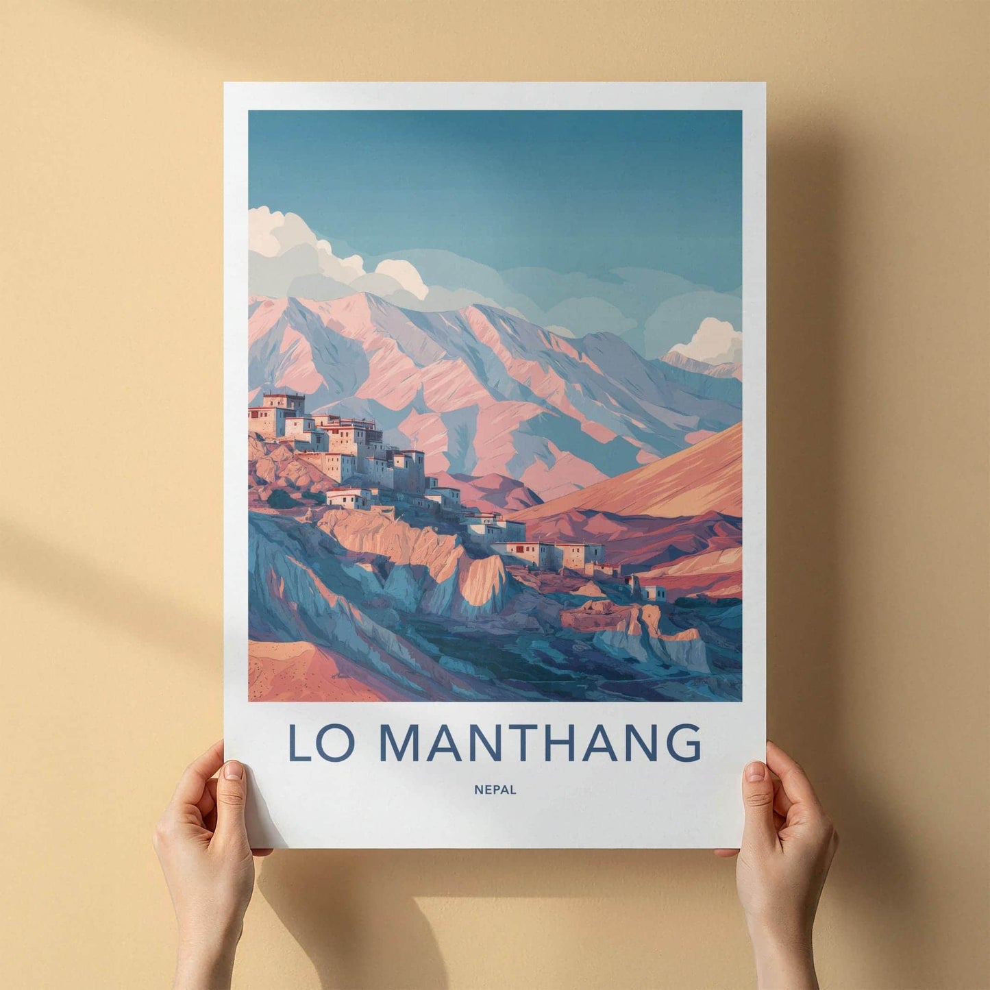 Lo Manthang Poster - Nepal Travel Art - Remote Mountain Village Home Decor