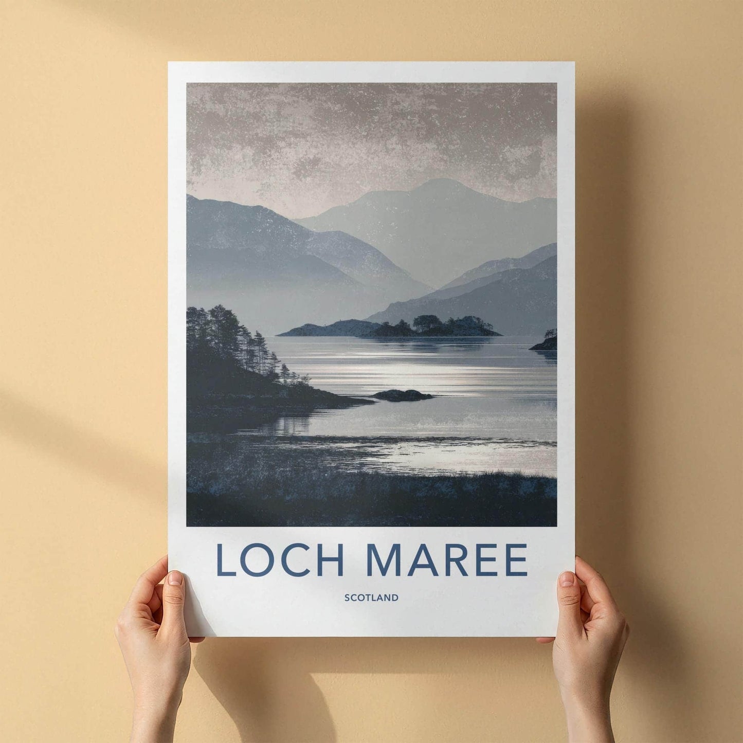 Loch Maree Poster - Scotland Travel Art - Misty Mountain Lake Home Decor