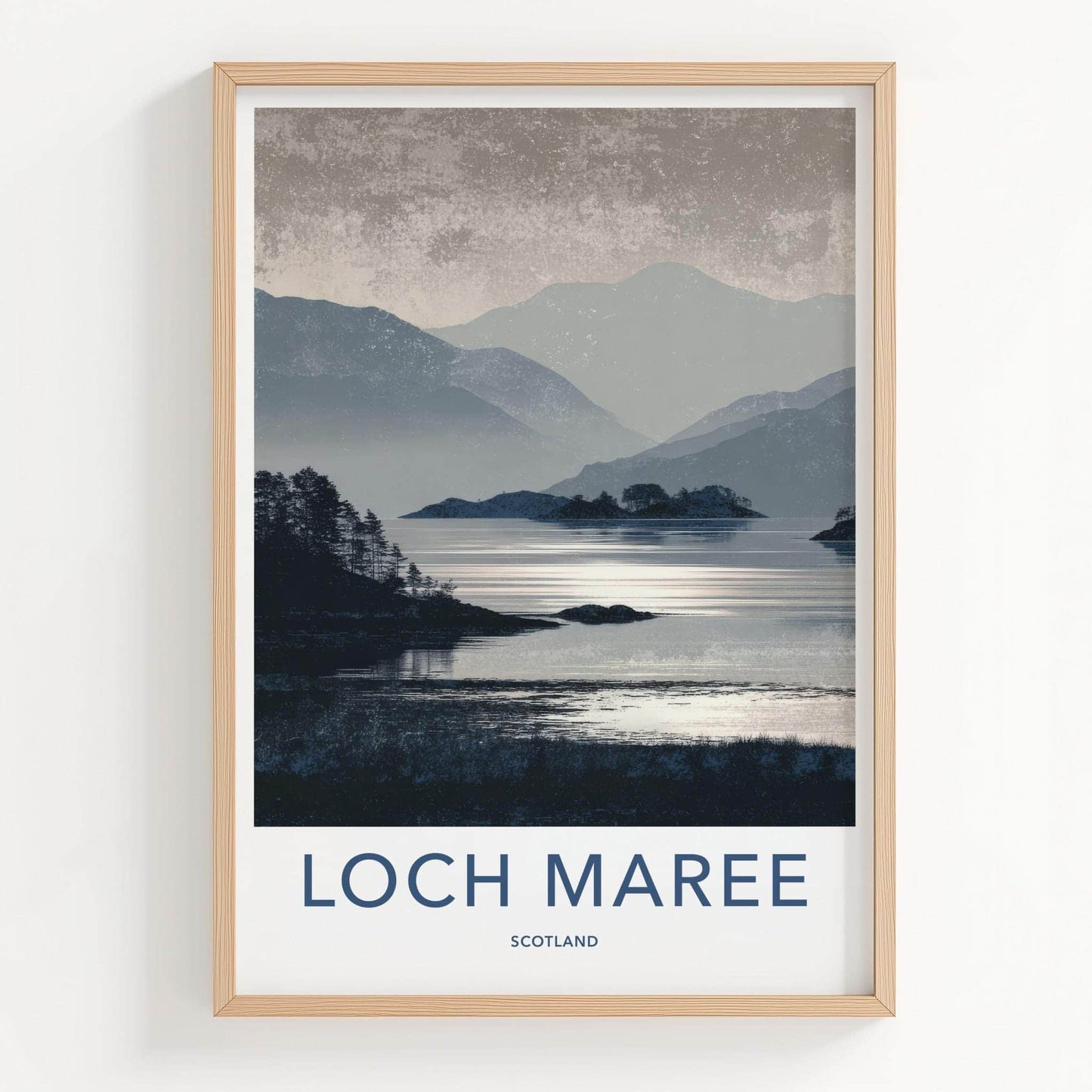 Loch Maree Poster - Scotland Travel Art - Misty Mountain Lake Home Decor
