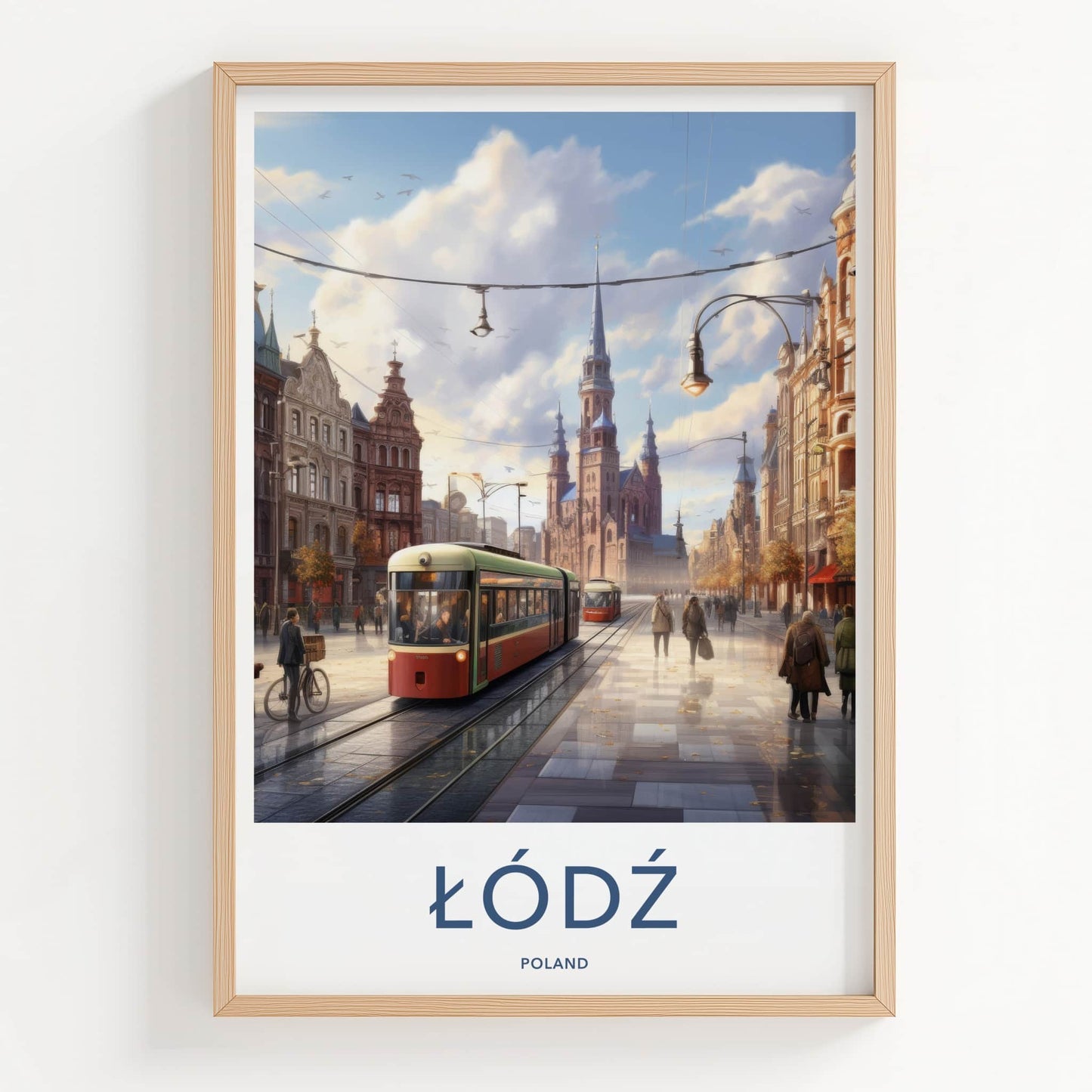 Lodz Poster - Poland Travel Art - European Cityscape Trams Home Decor