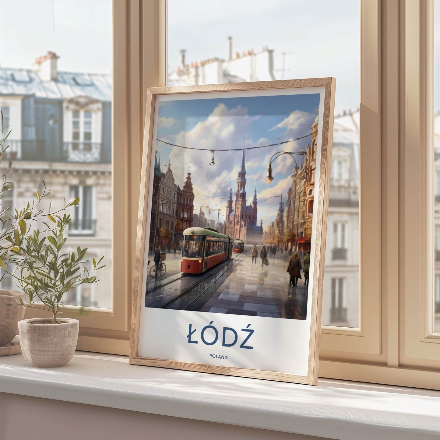 Lodz Poster - Poland Travel Art - European Cityscape Trams Home Decor