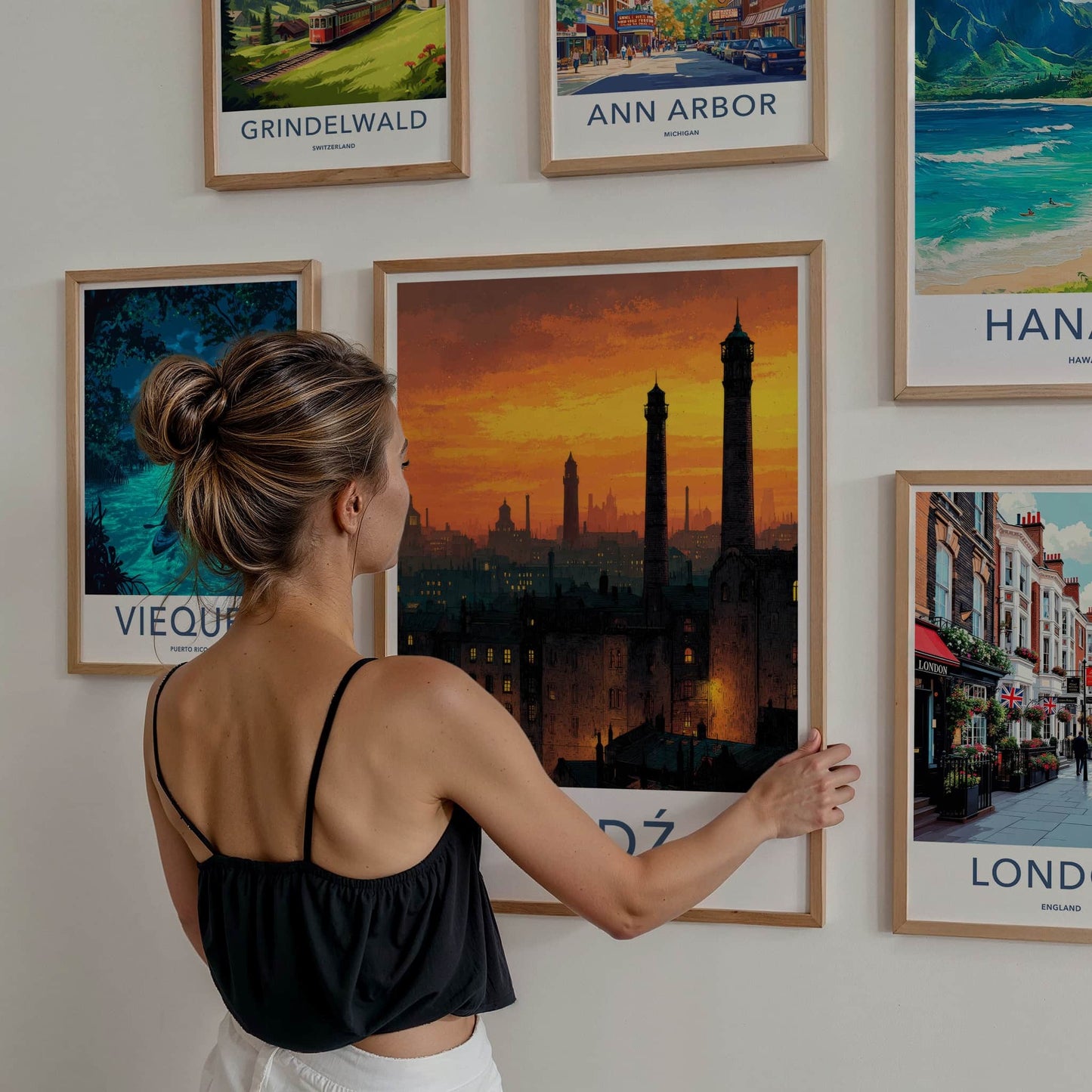 Lodz Poster - Poland Travel Art - Orange Sky City Home Decor