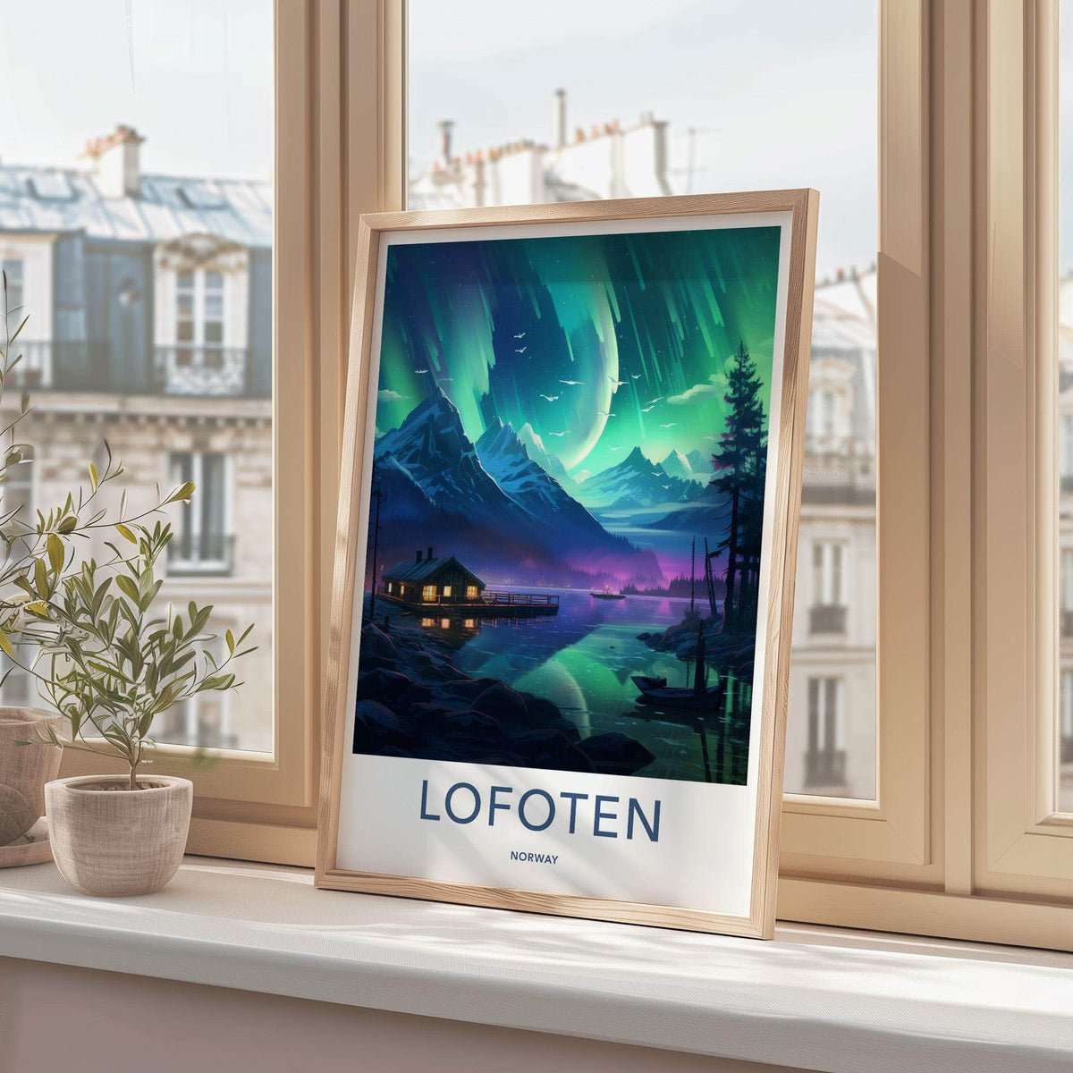 Lofoten Poster - Norway Wall Art Featuring Northern Lights Print
