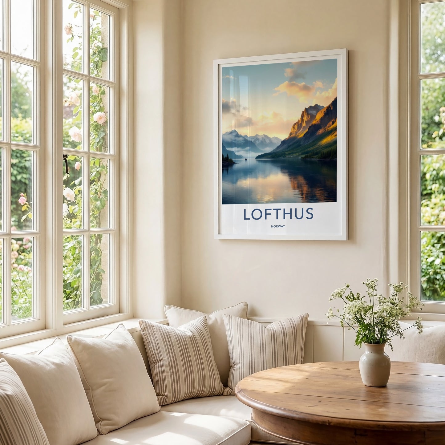Lofthus Poster - Norway Travel Art - Golden Fjord View Home Decor