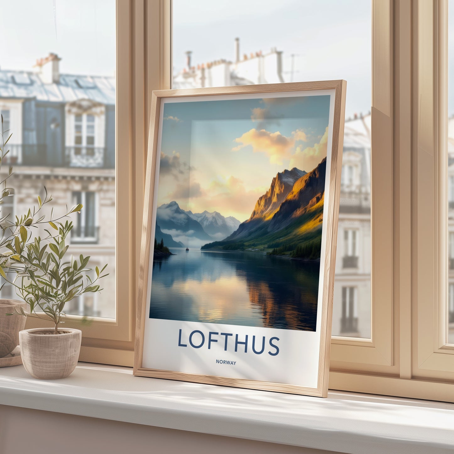 Lofthus Poster - Norway Travel Art - Golden Fjord View Home Decor