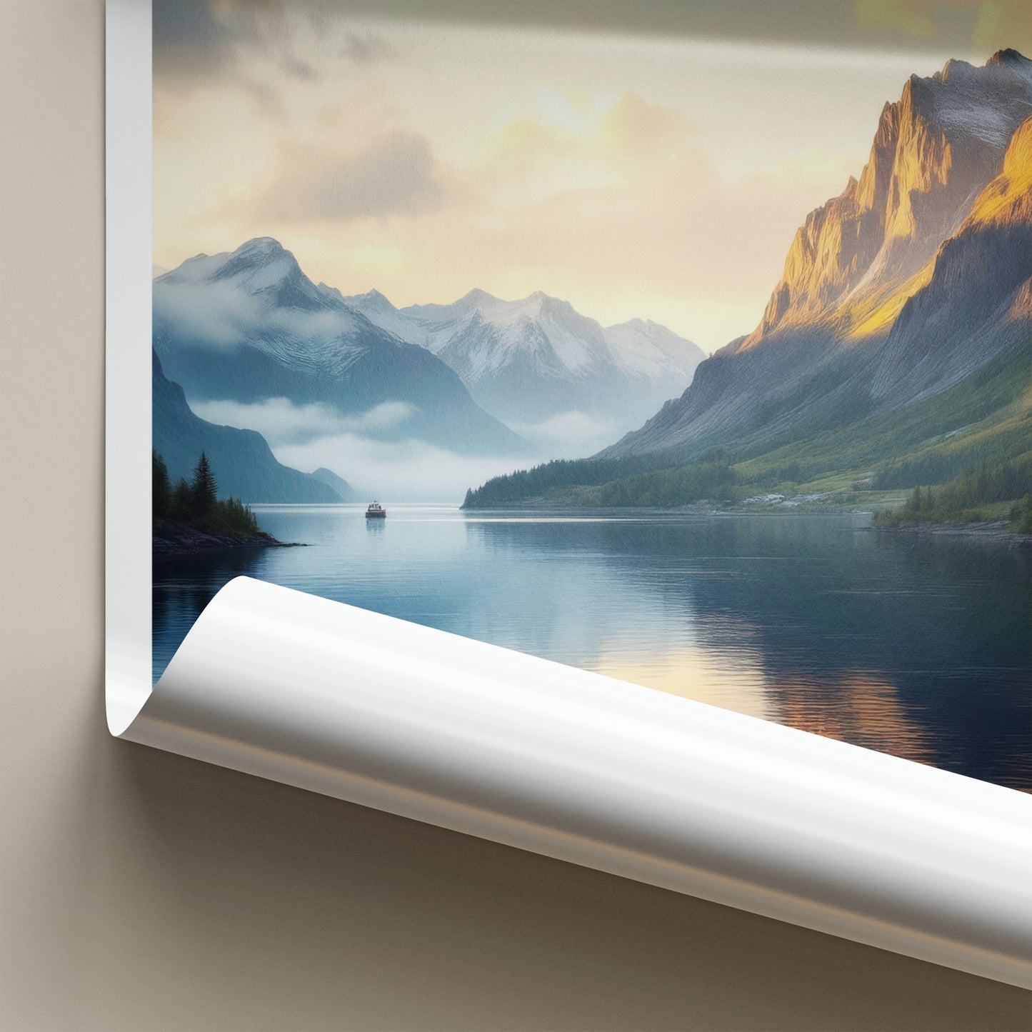 Lofthus Poster - Norway Travel Art - Golden Fjord View Home Decor