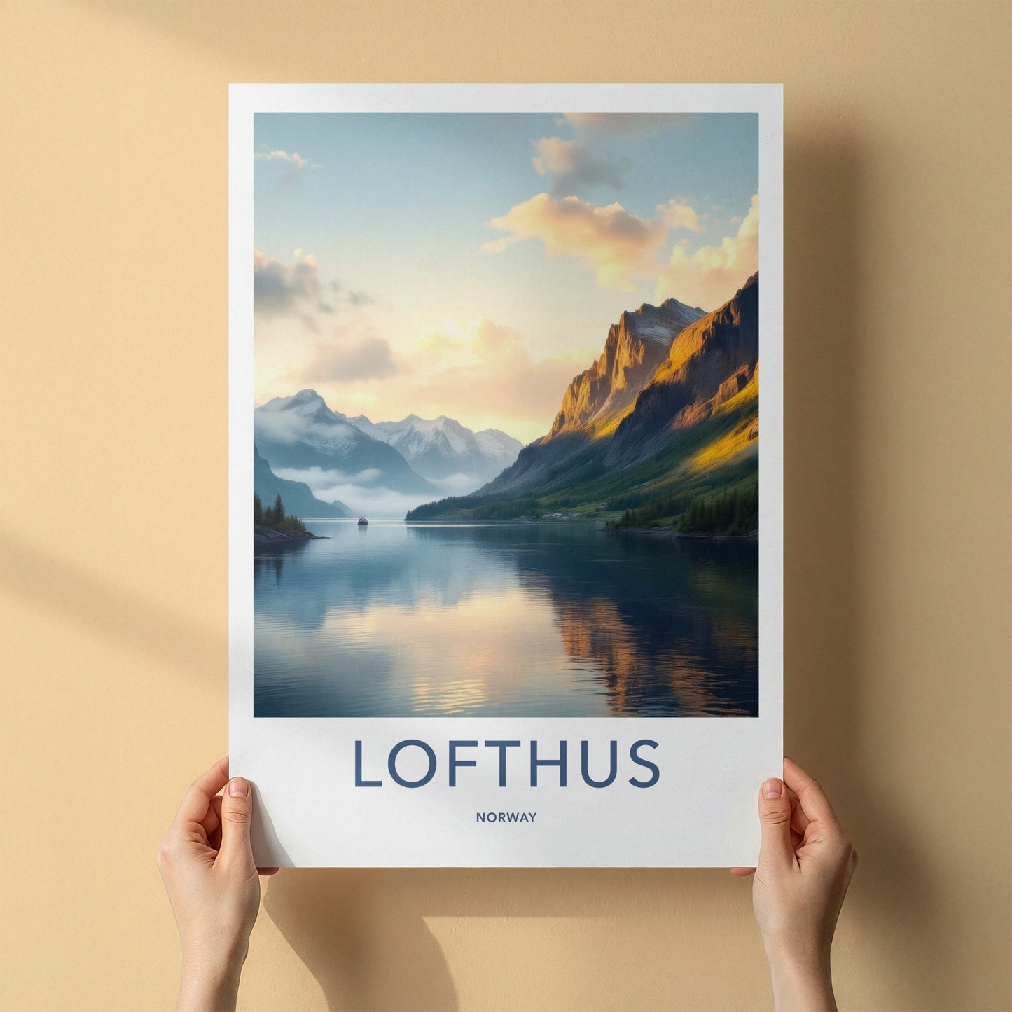 Lofthus Poster - Norway Travel Art - Golden Fjord View Home Decor