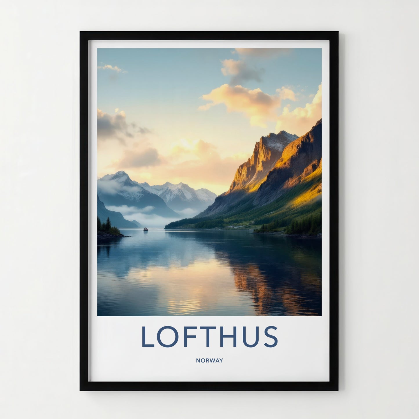 Lofthus Poster - Norway Travel Art - Golden Fjord View Home Decor