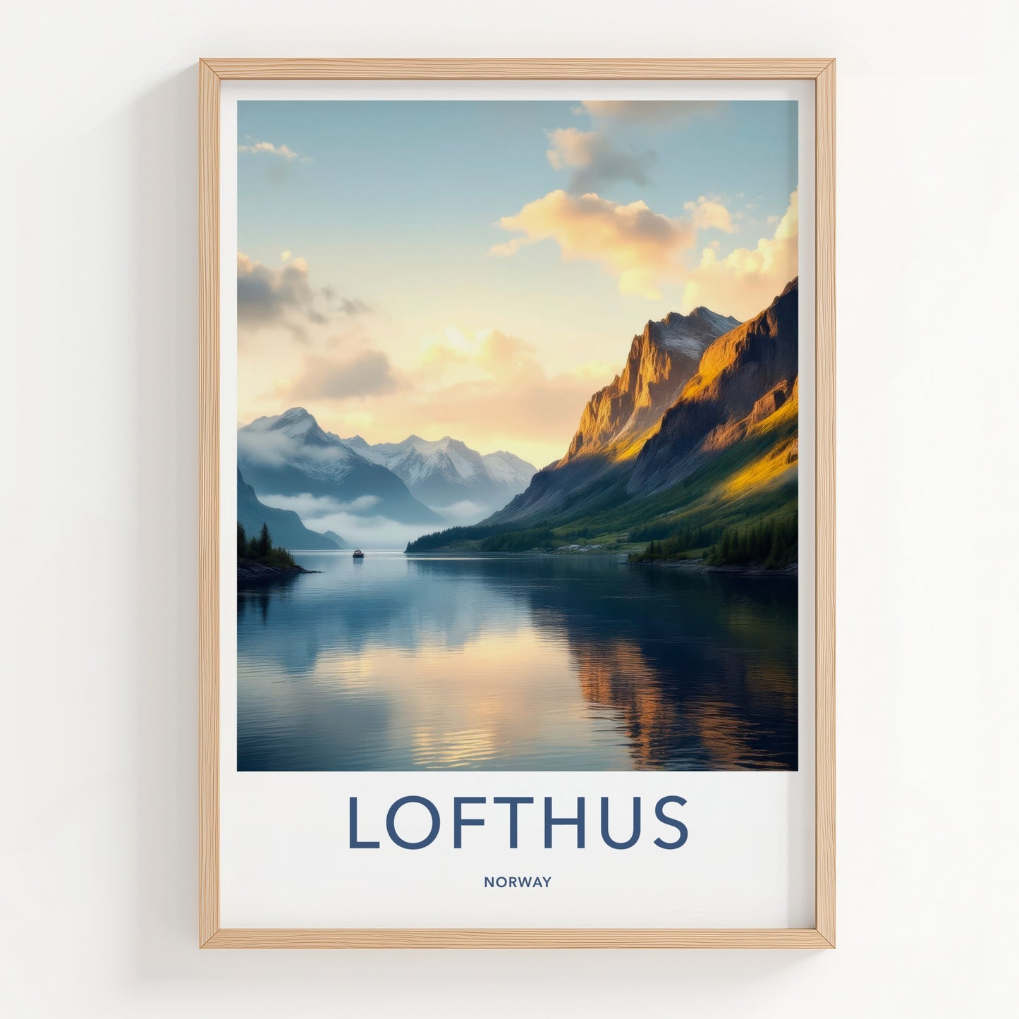 Lofthus Poster - Norway Travel Art - Golden Fjord View Home Decor