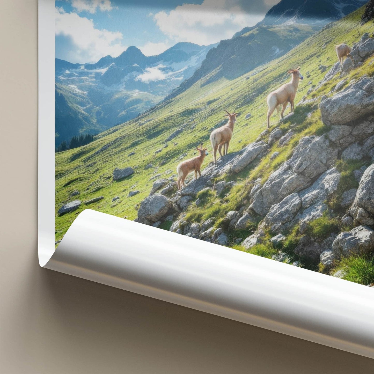 Lombardy Poster - Italy Travel Art - Mountain Goats Slope Home Decor