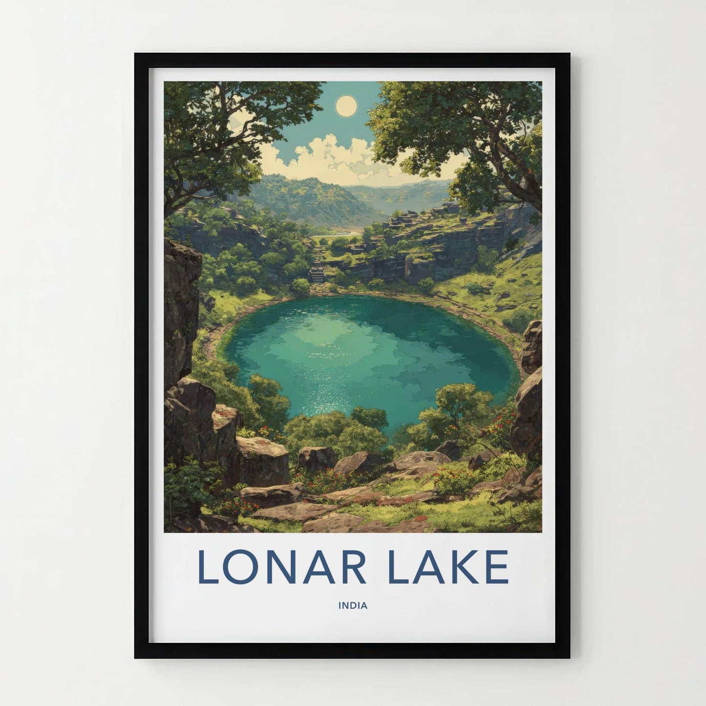 Lonar Lake Poster - India Travel Art - Maharashtra Crater Lake Green Home Decor