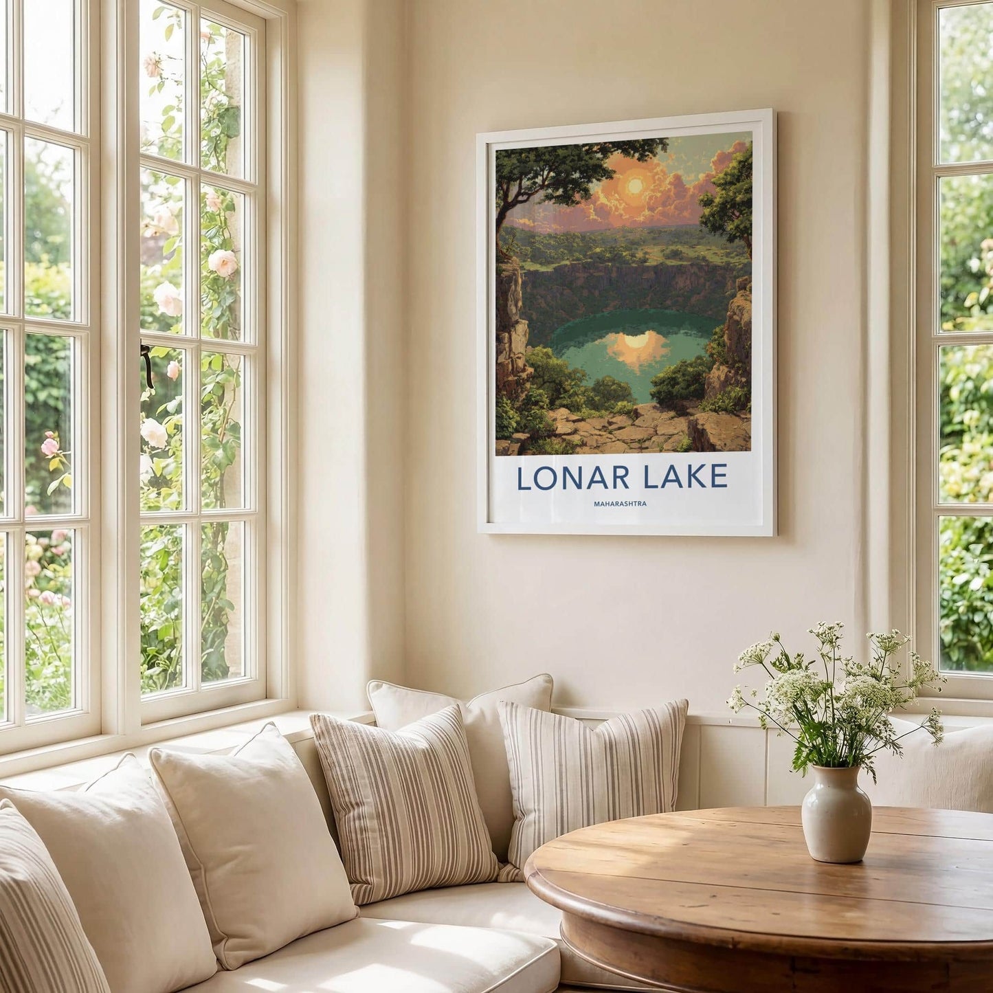 Lonar Lake Poster - India Travel Art - Maharashtra Crater Lake Reflection Home Decor