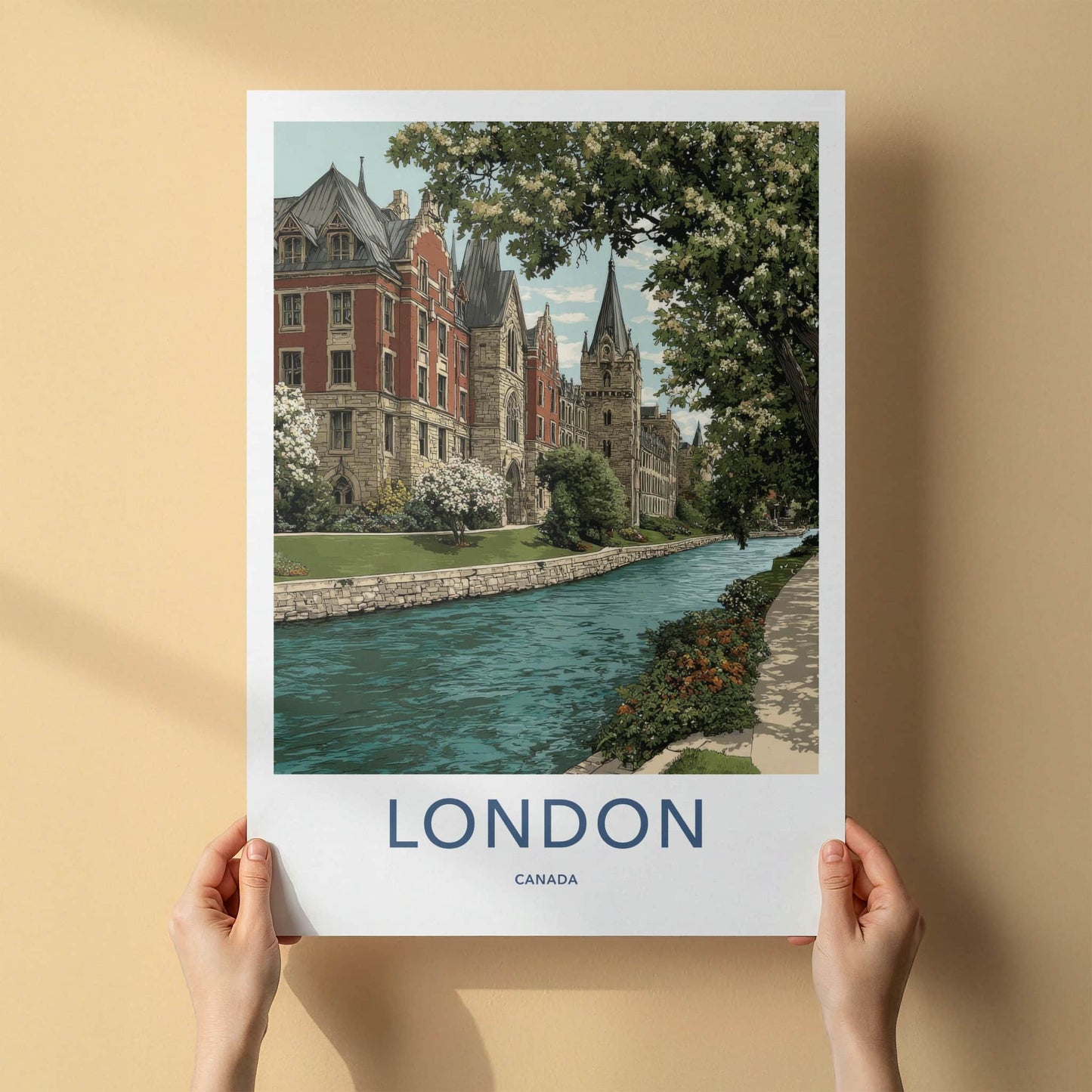 London Poster - Canada Travel Art - Historic Buildings Canal Home Decor