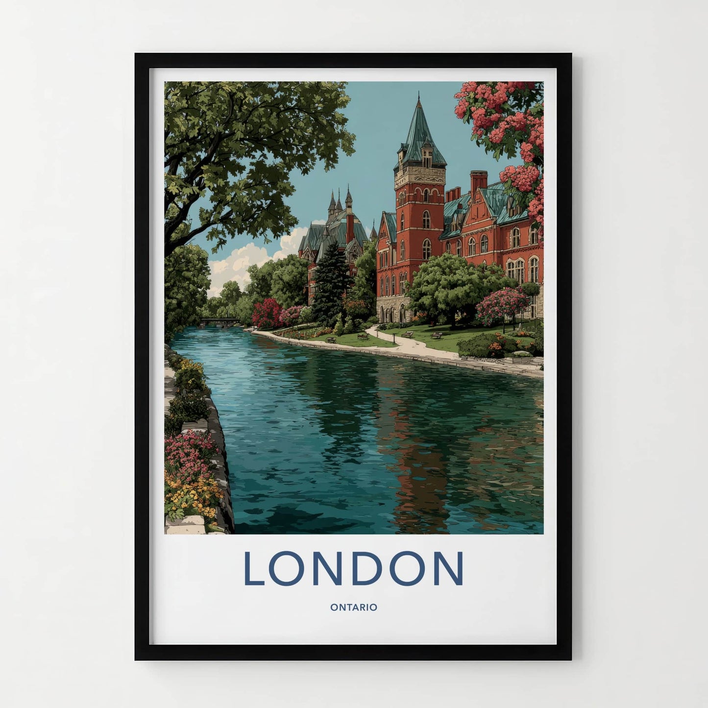 London Poster - Canada Travel Art - Historic Riverfront Architecture Wall Decor