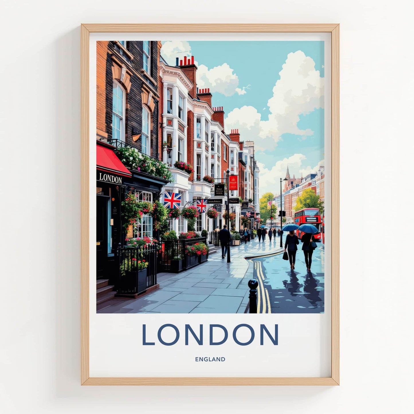 London Poster - England Travel Art - Bustling City Street Home Decor