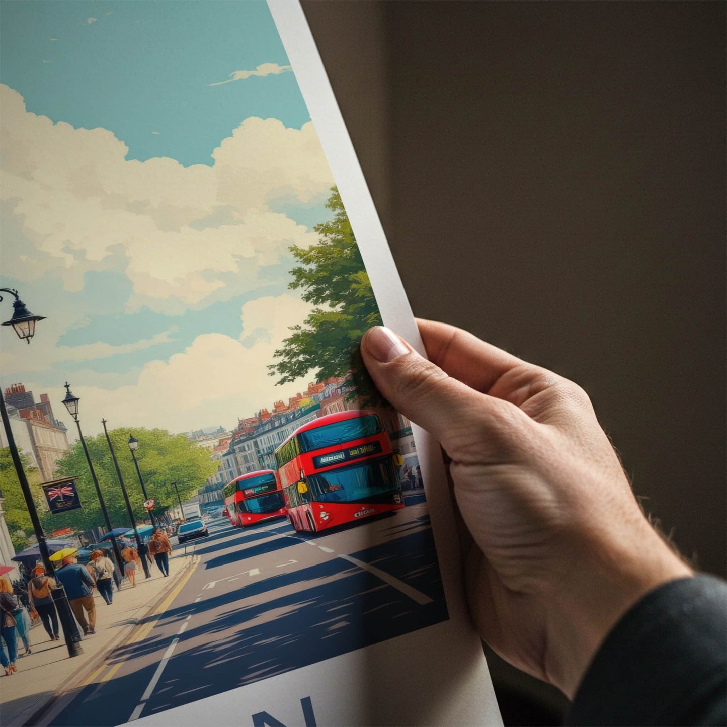 London Poster - England Travel Art - Bustling London Street Home Decor