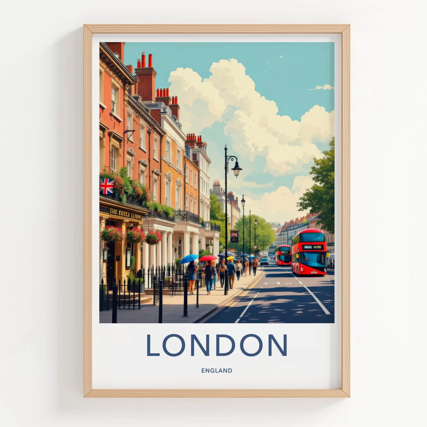 London Poster - England Travel Art - Bustling London Street Home Decor
