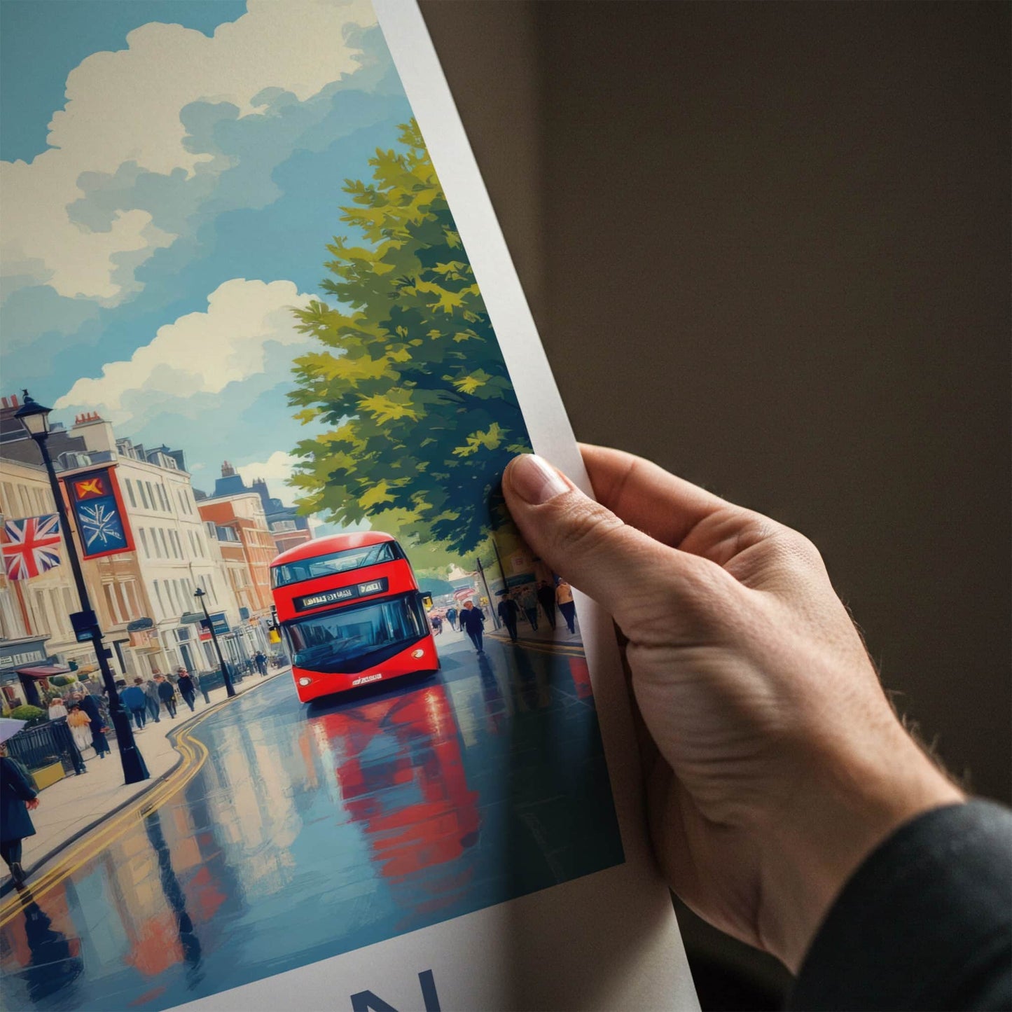 London Poster - England Travel Art - Rainy City Street Home Decor
