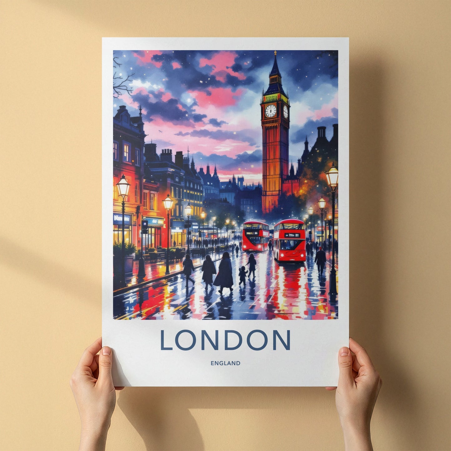 London Poster - England Travel Art - Vibrant City Evening Home Decor