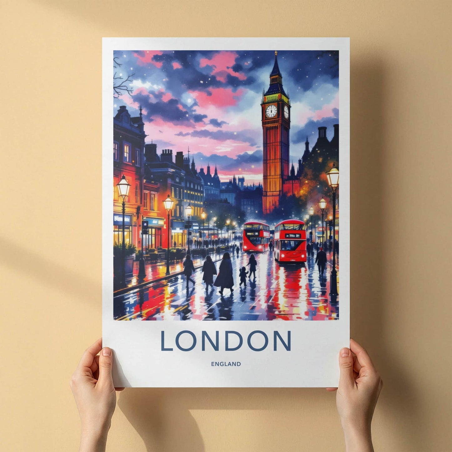 London Poster - England Travel Art - Vibrant City Evening Home Decor
