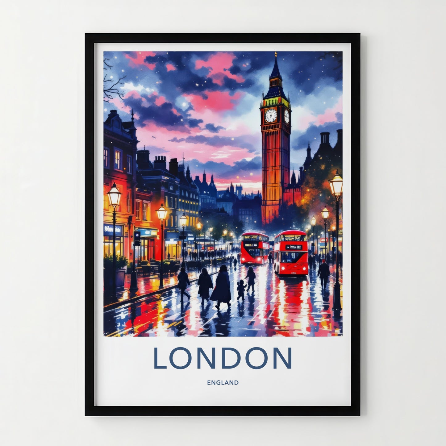 London Poster - England Travel Art - Vibrant City Evening Home Decor