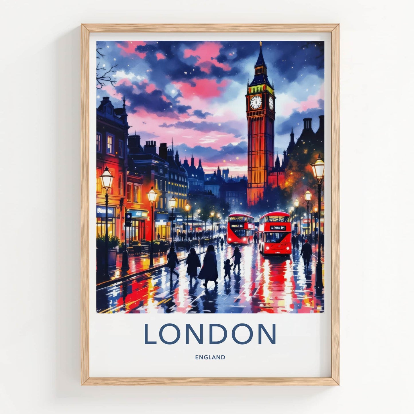 London Poster - England Travel Art - Vibrant City Evening Home Decor