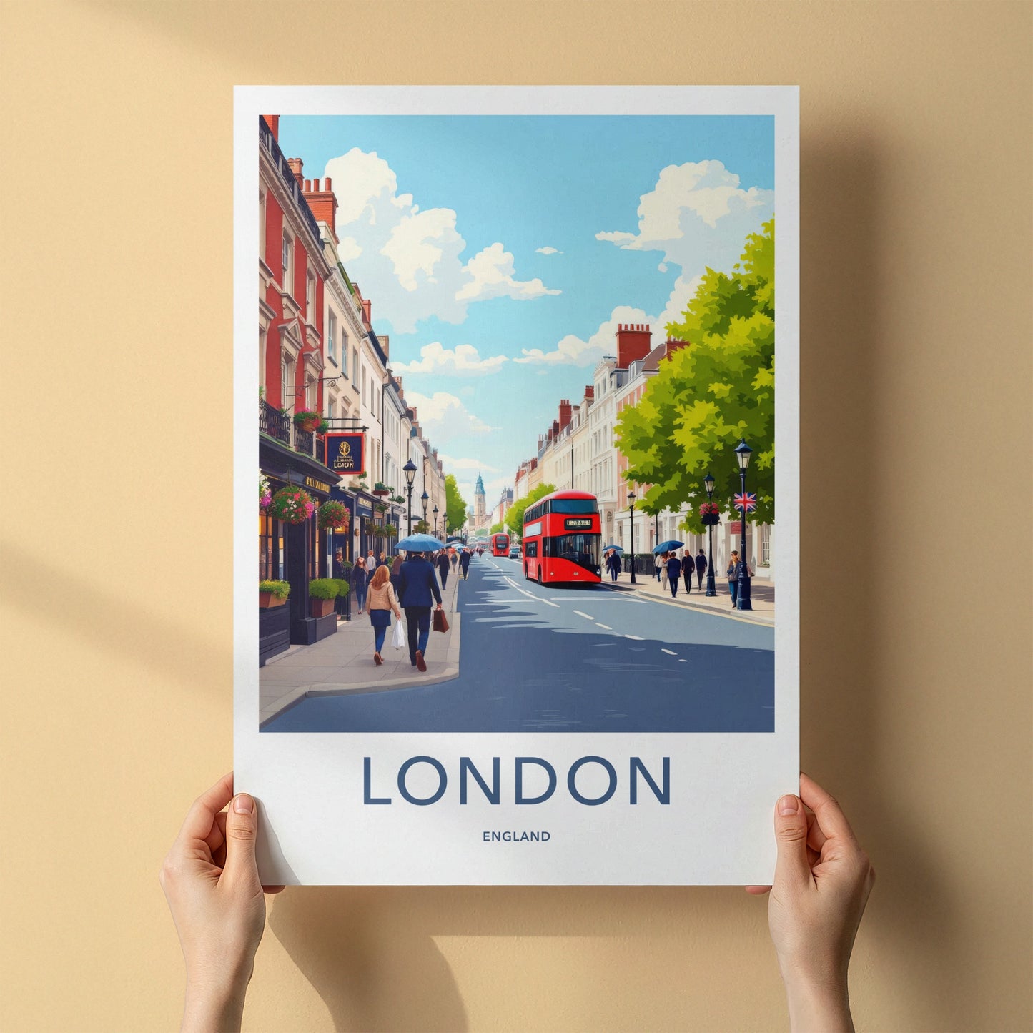 London Poster - England Wall Art - Vibrant Street Life Home Decor