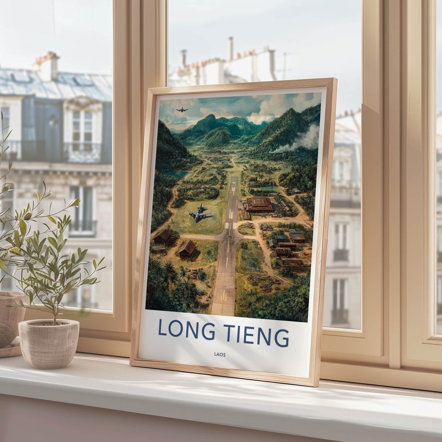 Long Tieng Poster - Laos Travel Art - Jungle Airstrip Village Home Decor