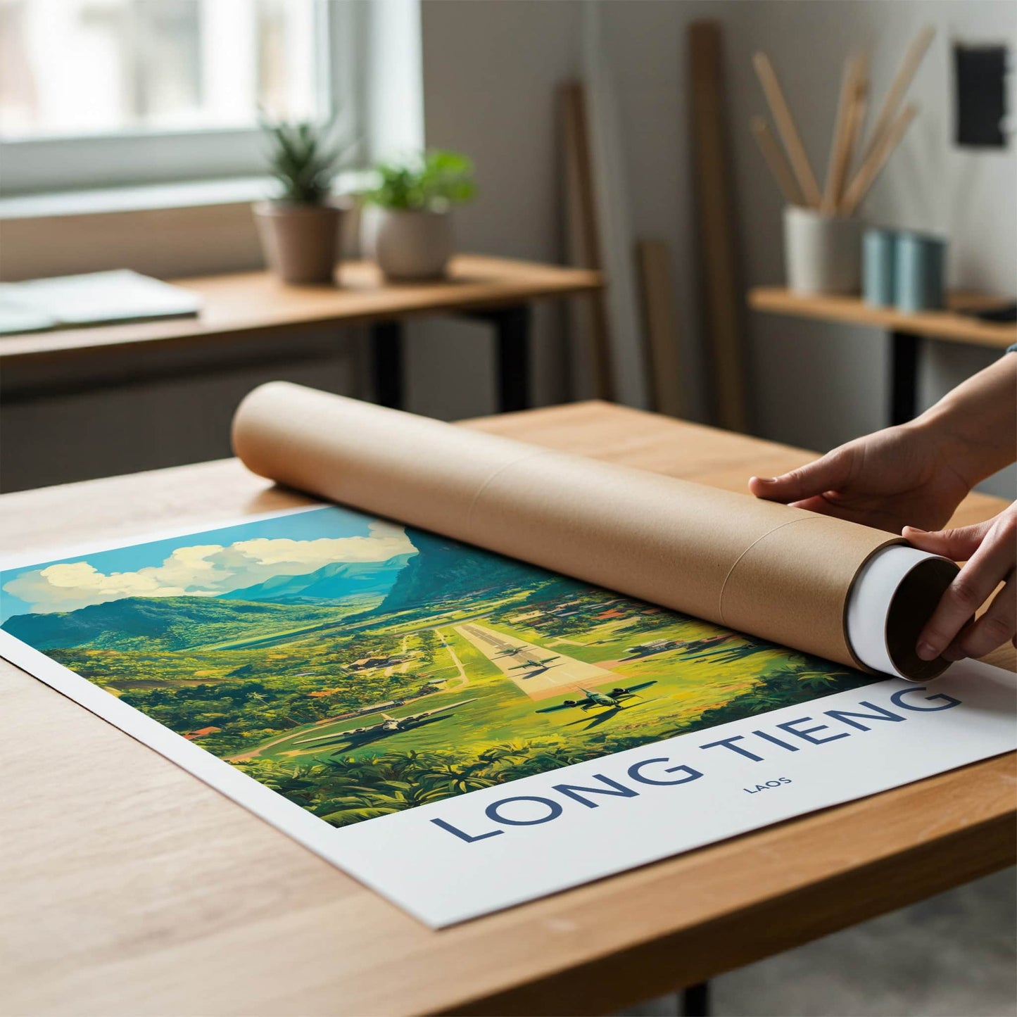 Long Tieng Poster - Laos Travel Art - Mountain Airstrip Planes Home Decor