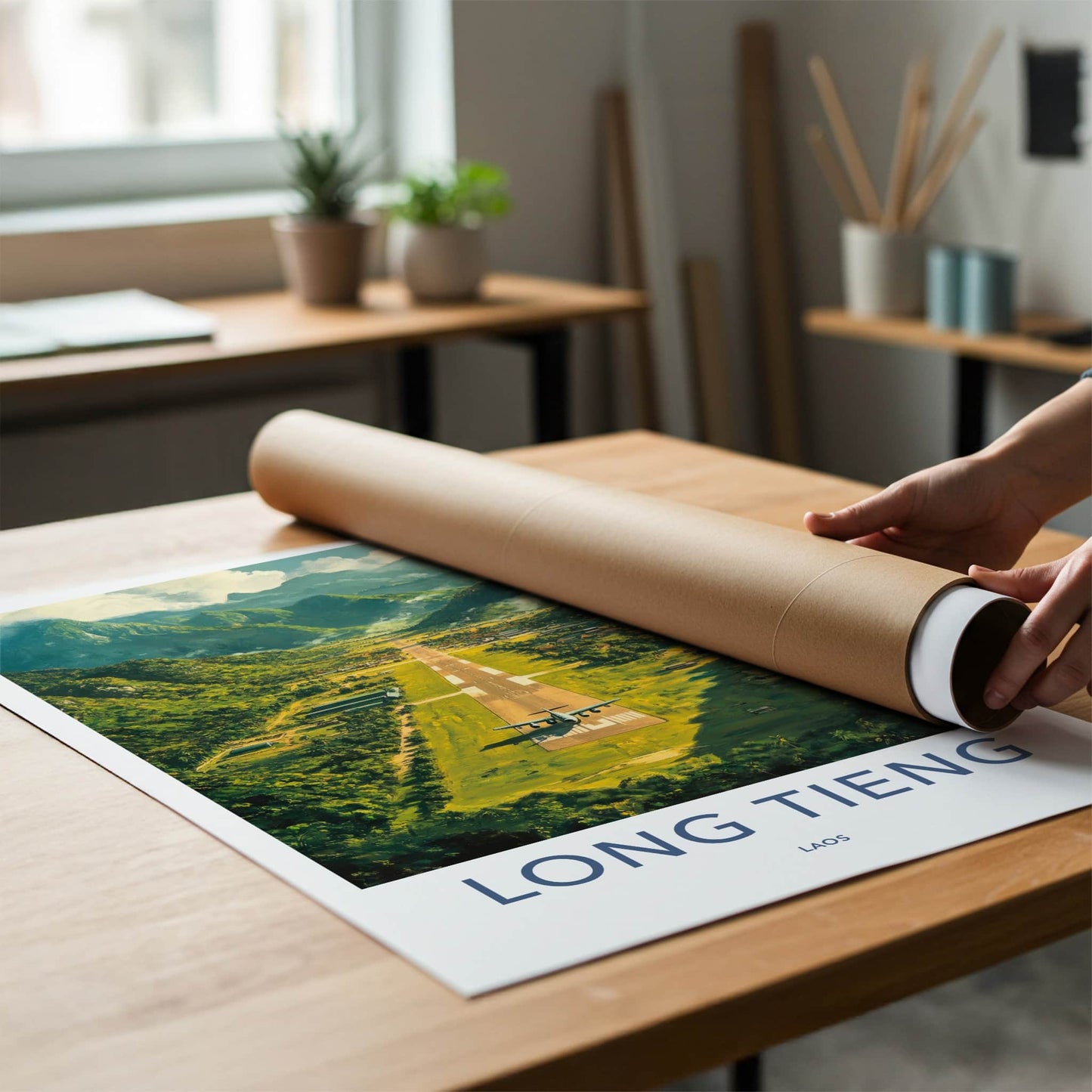 Long Tieng Poster - Laos Travel Art - Mountain Valley Runway Home Decor