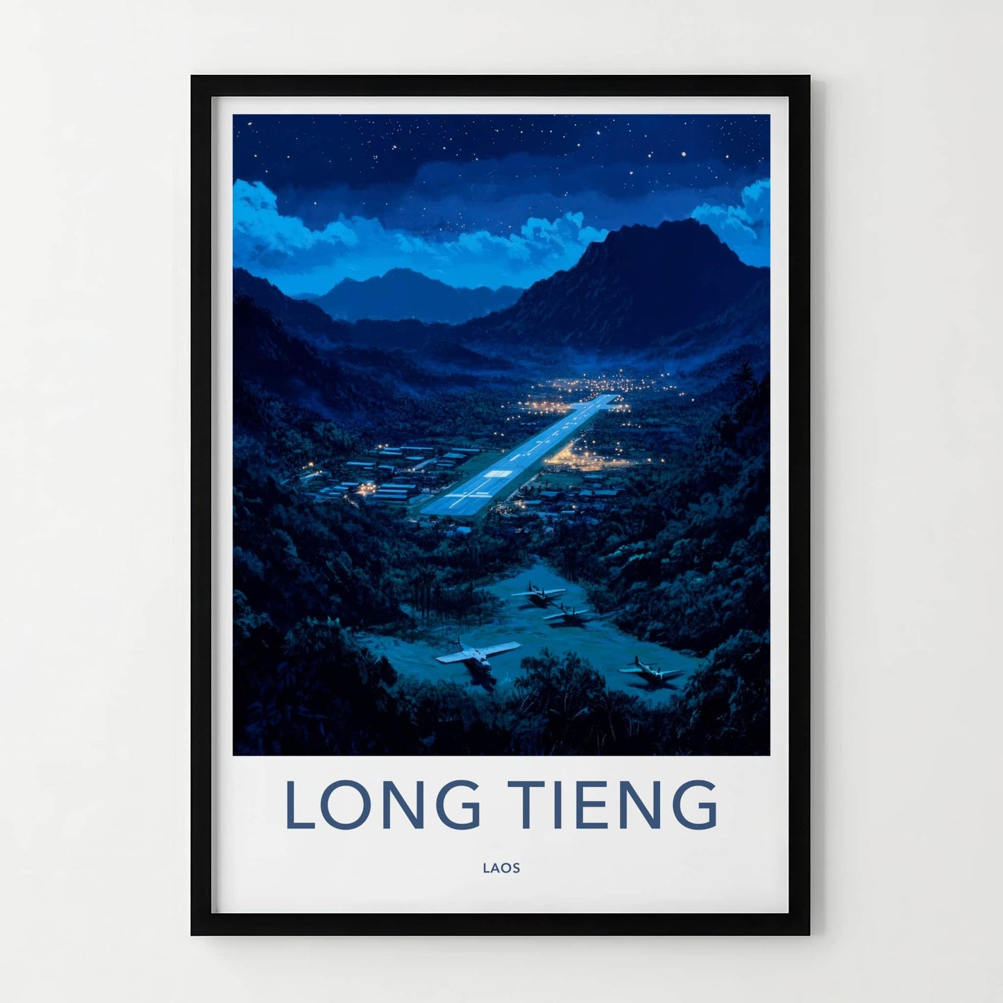 Long Tieng Poster - Laos Travel Art - Remote Mountain Airstrip Home Decor