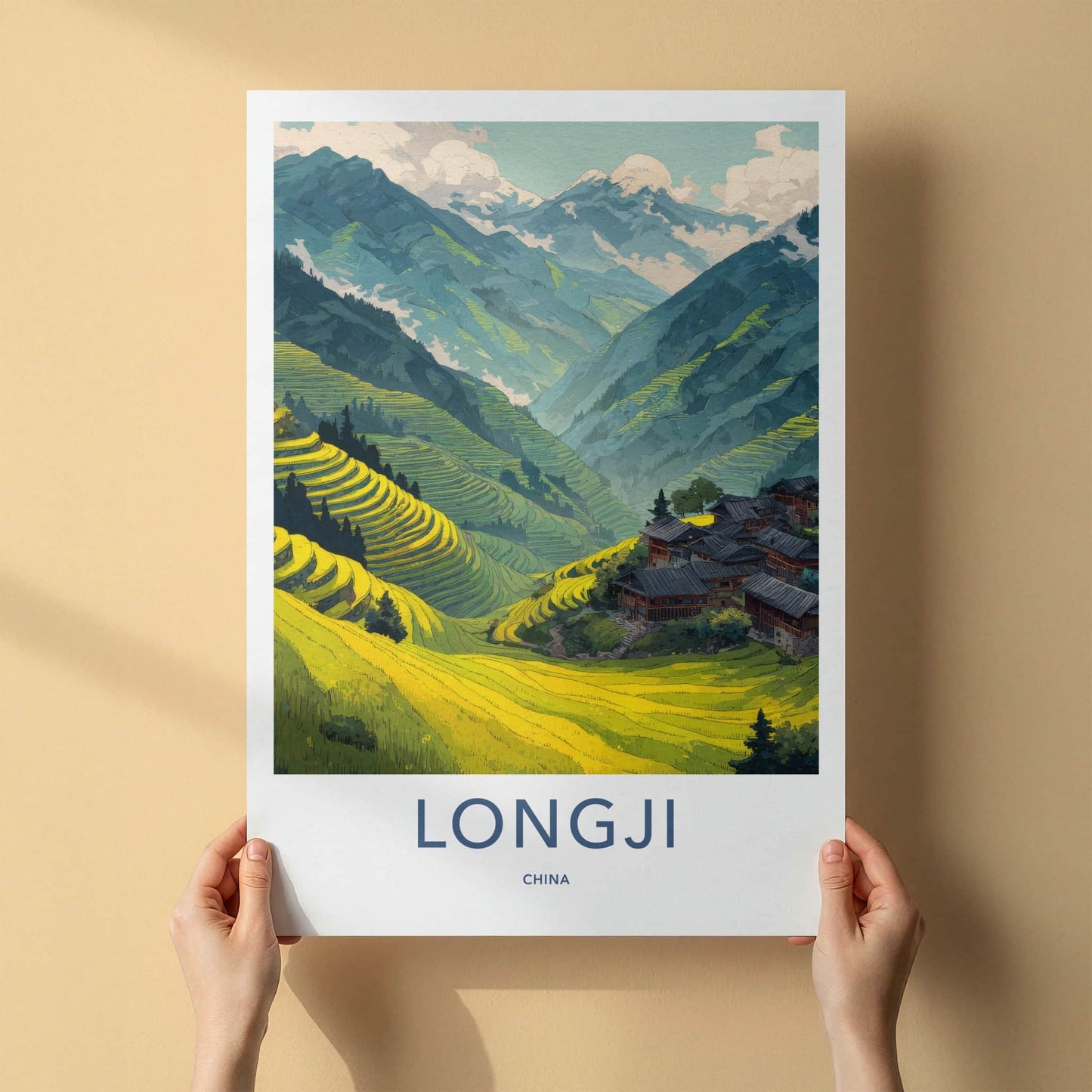 Longji Poster - China Fine Art - Mountain Rice Village Home Decor