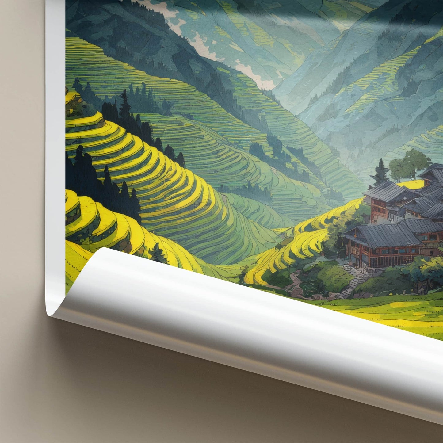 Longji Poster - China Fine Art - Mountain Rice Village Home Decor